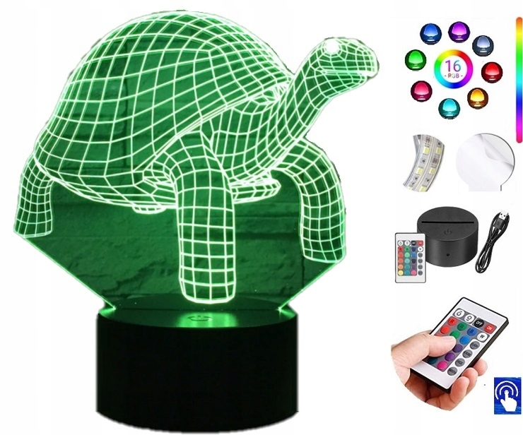 

Lampka na biurko Żółw Lądowy 16kolorów Led Plexido