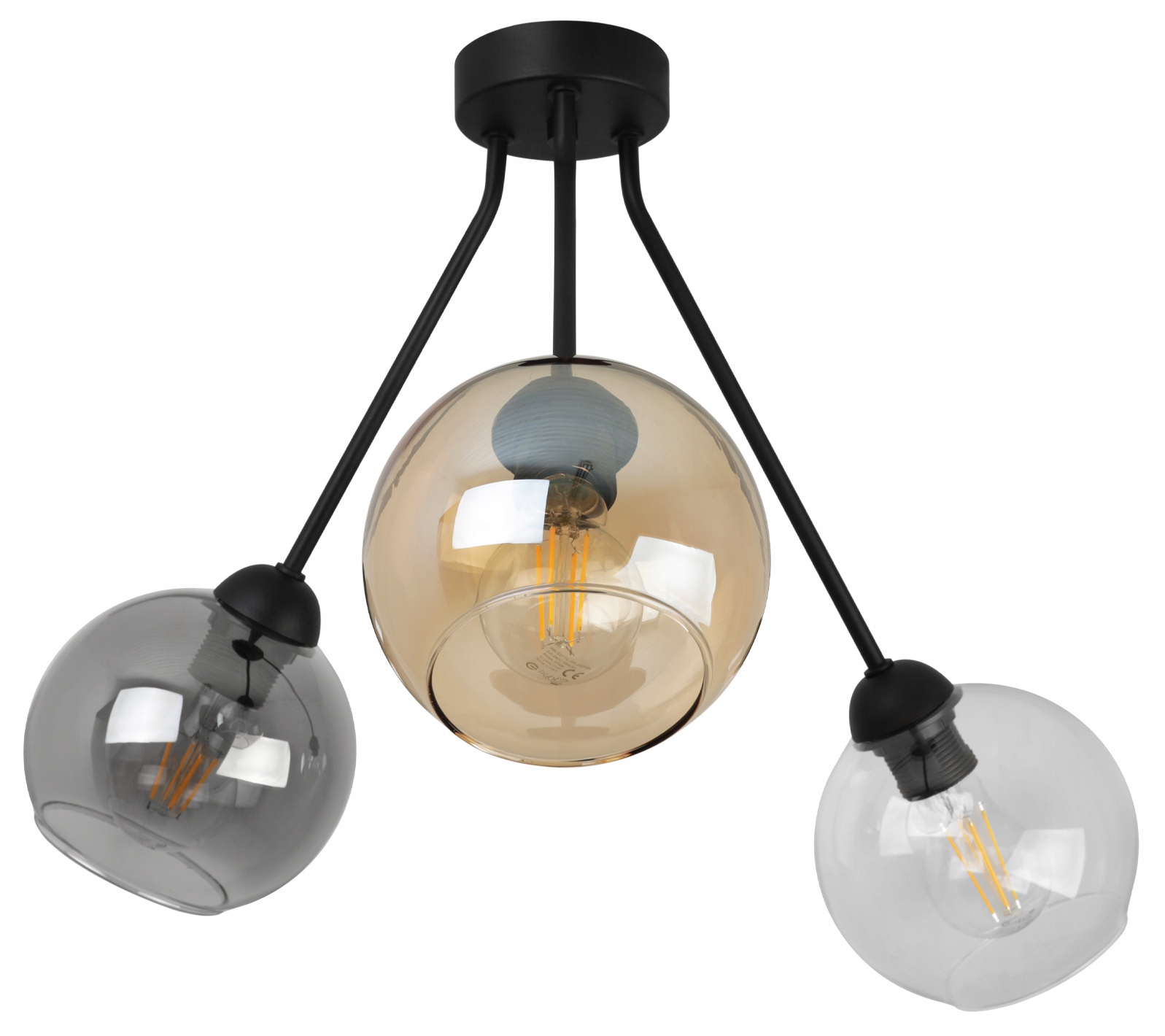 Závěsné Stropní Svítidlo Lustr Trojitý Loft Moderní Skleněné Koule