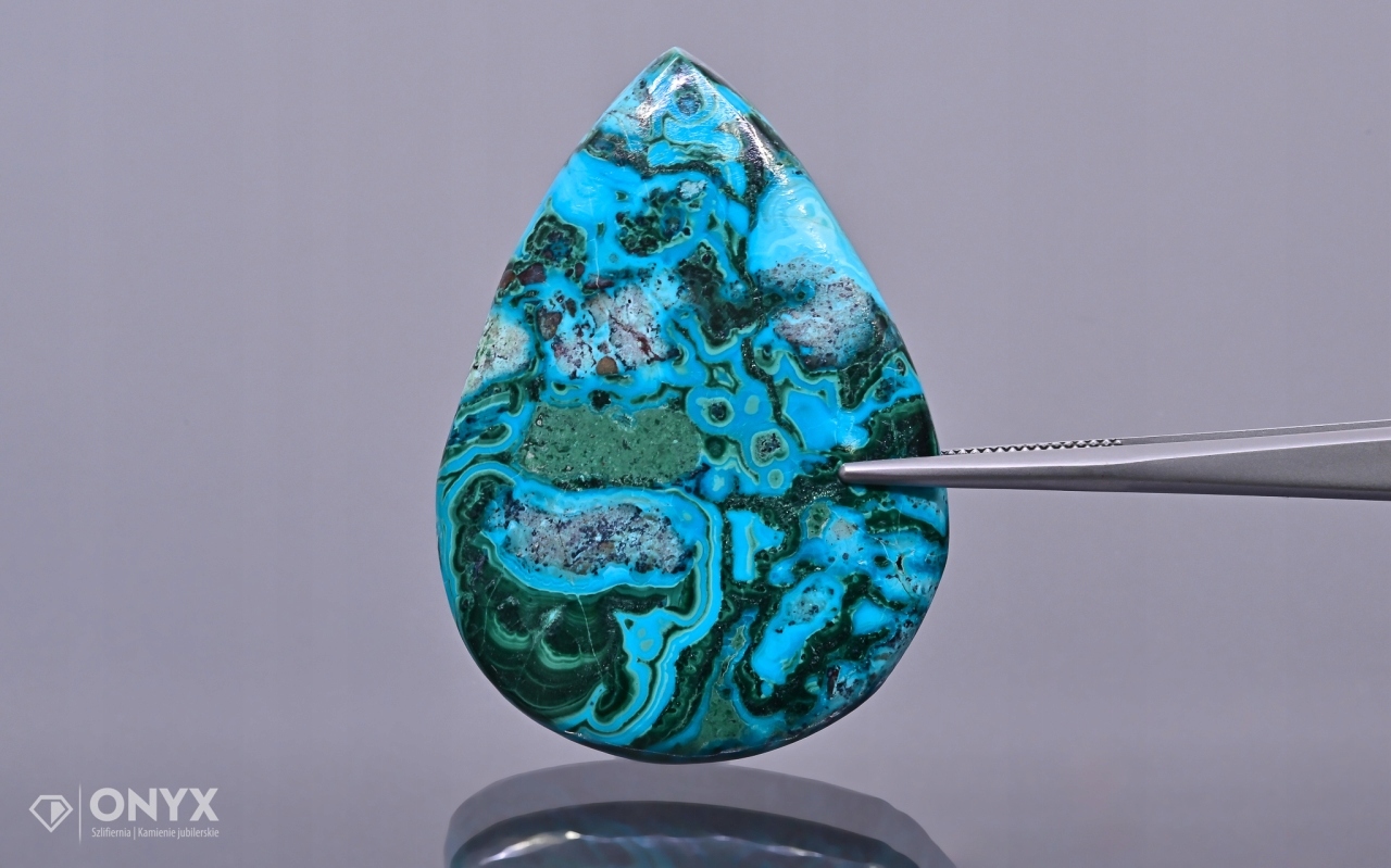 Chryzokola kabošon slza 49x35 mm