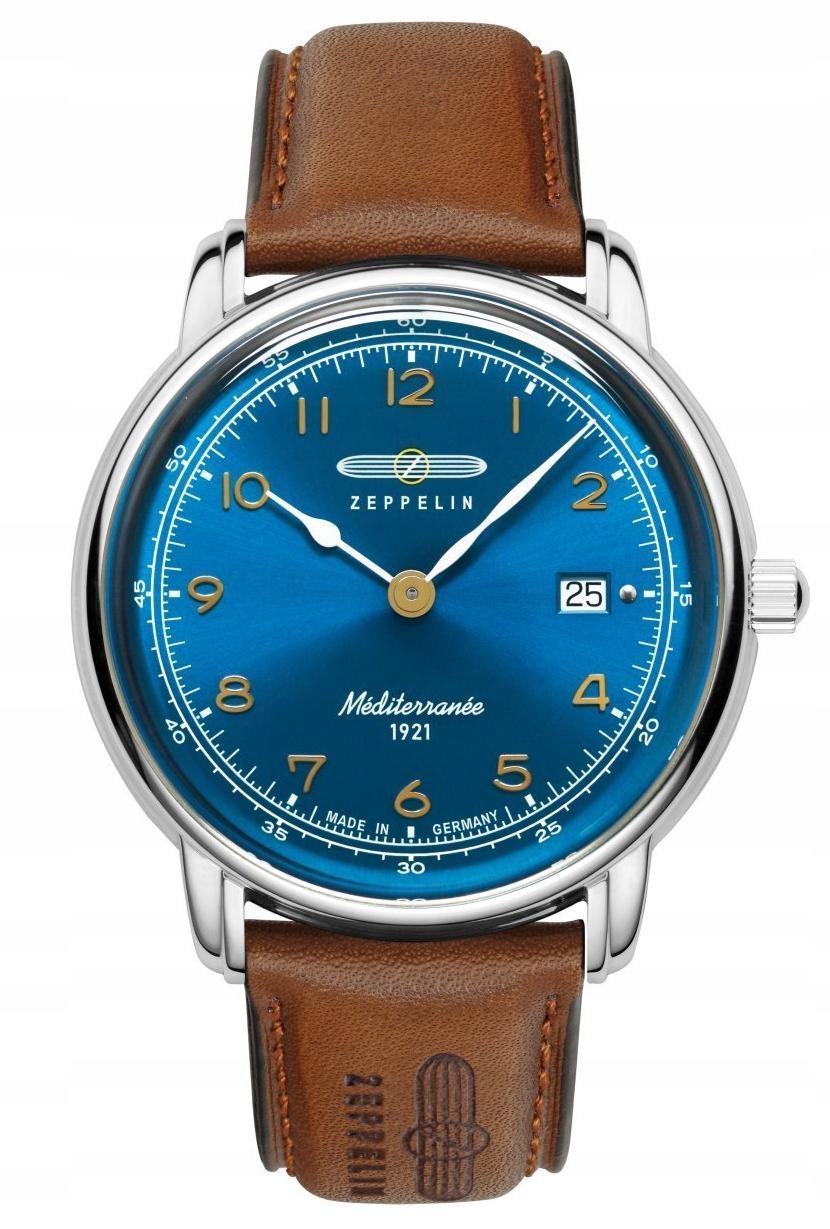 Nové Originální Pánské hodinky Zeppelin Mediterranee 9640-3 data gravírování