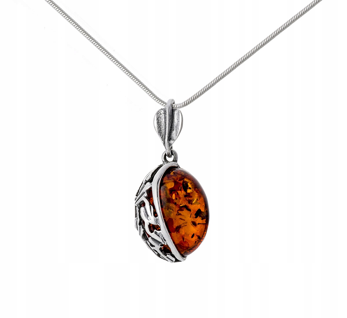 

Srebrny Naszyjnik / Wisiorek AMBER337 z Bursztynem