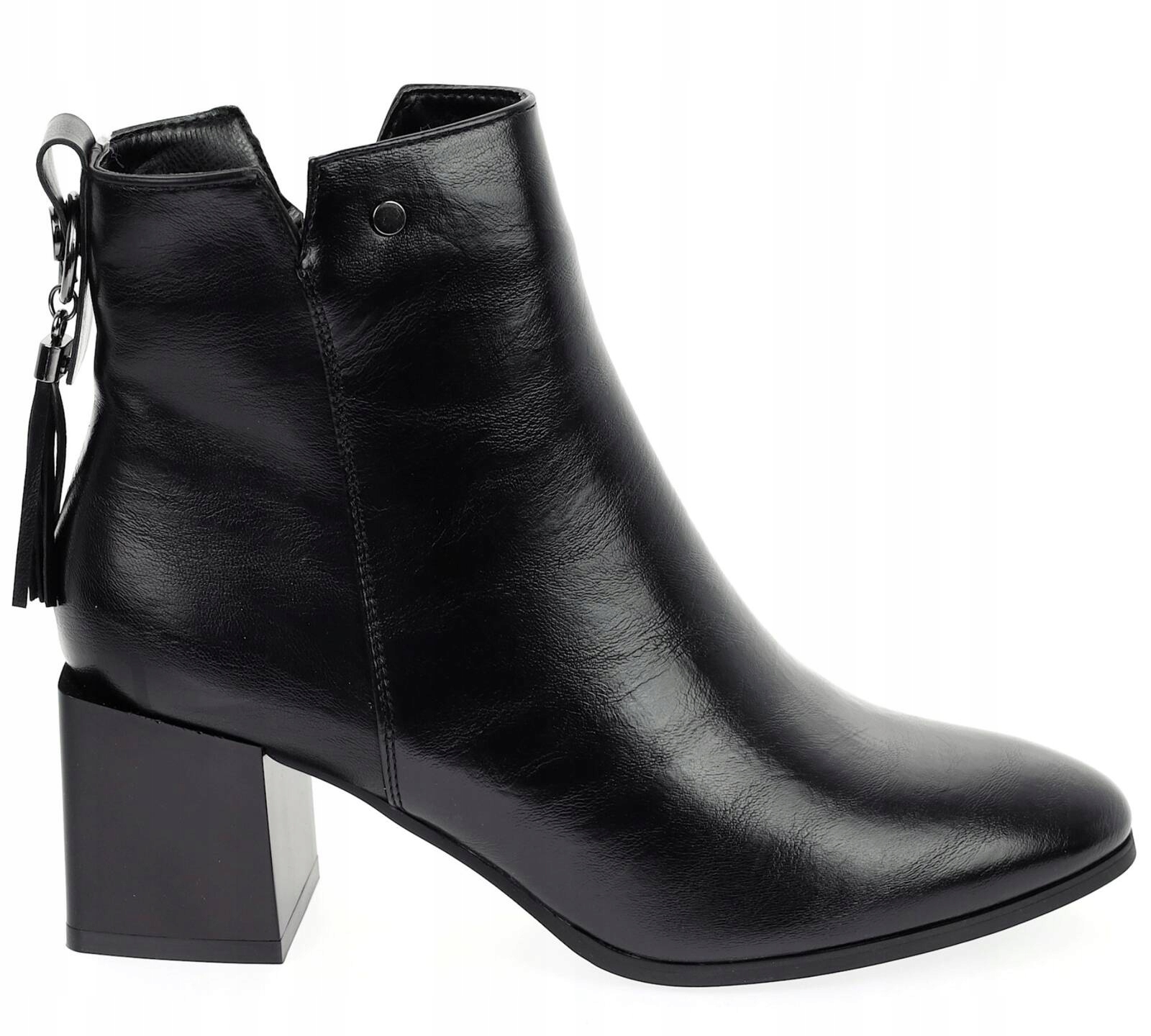 Eleganckie botki czarne na klocku zimowe r.39 Marka Jezzi