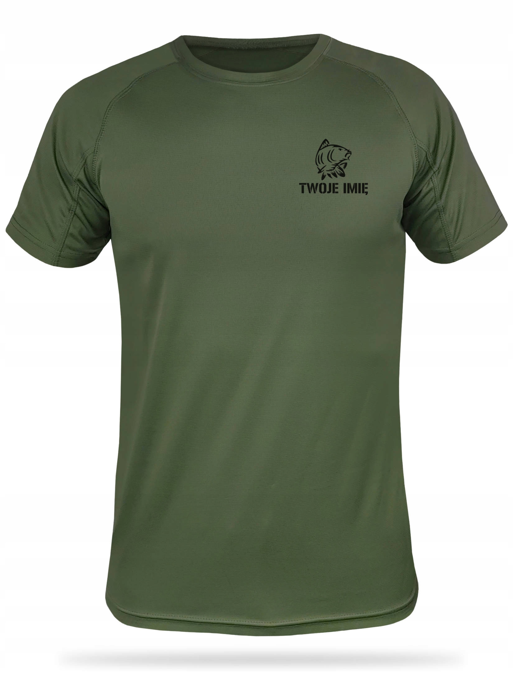 Oddychający T-shirt wędkarza KARP + IMIĘ - prezent Kod producenta Termo khaki XL / KARP 12 + imię