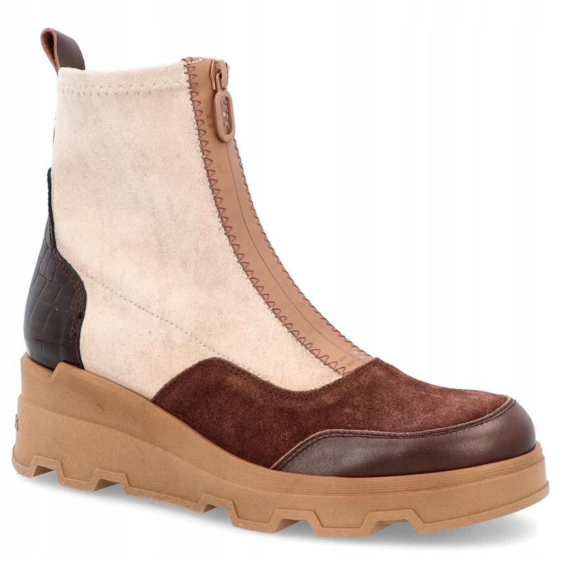 Španělské kotníkové boty na platformě Hispanitas CHI243711 Hnědo-béžové 36