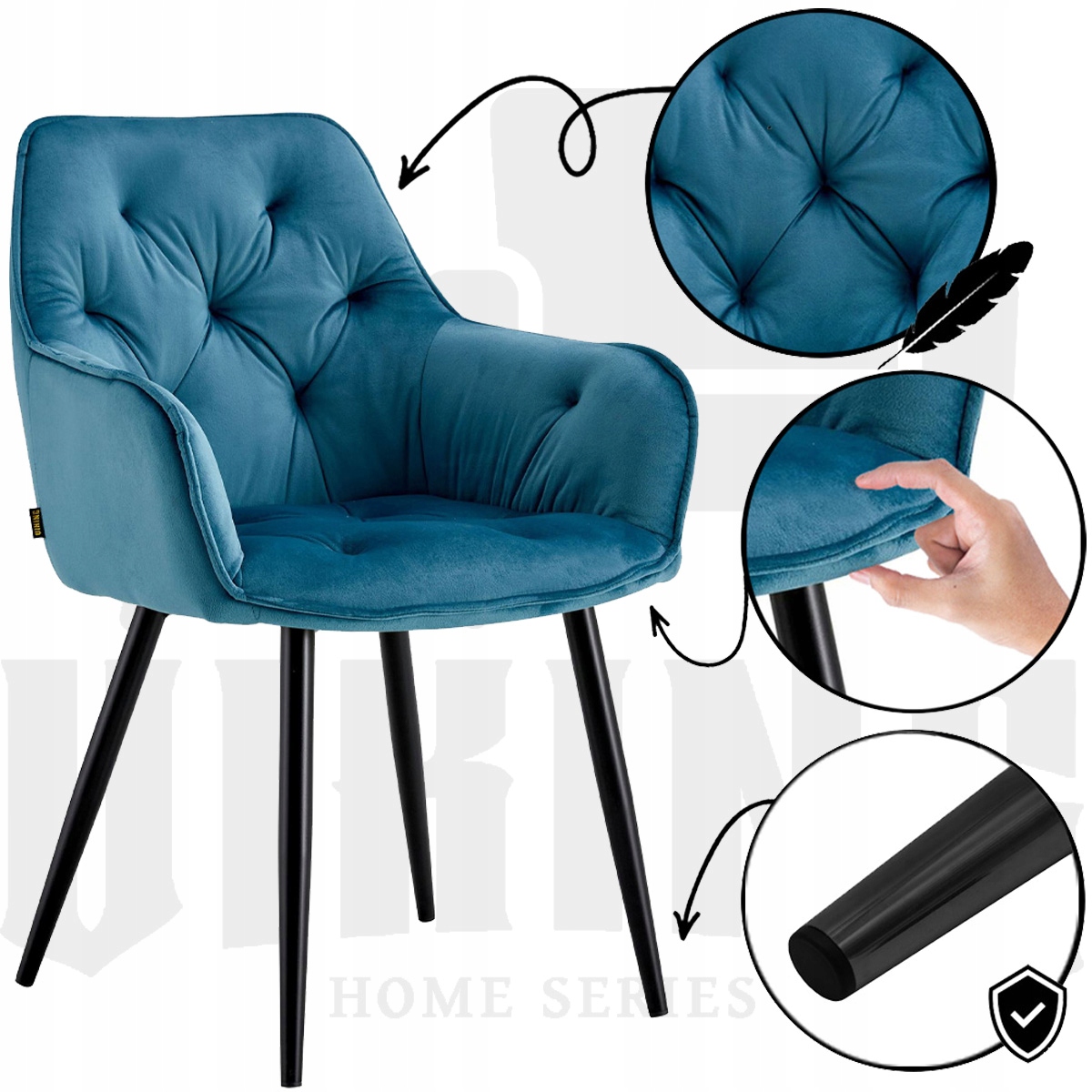 Čalúnená velúrová prešívaná stolička do obývacej izby Prince Morski