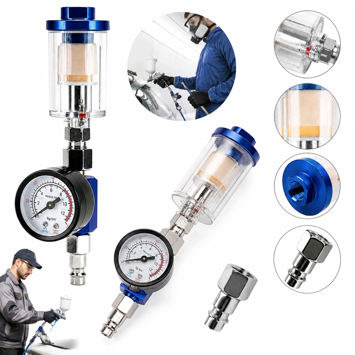 Reduktor Ciśnienia Filtr 10BAR Powietrza Odwadniacz Regulator 1/4 Kompresor