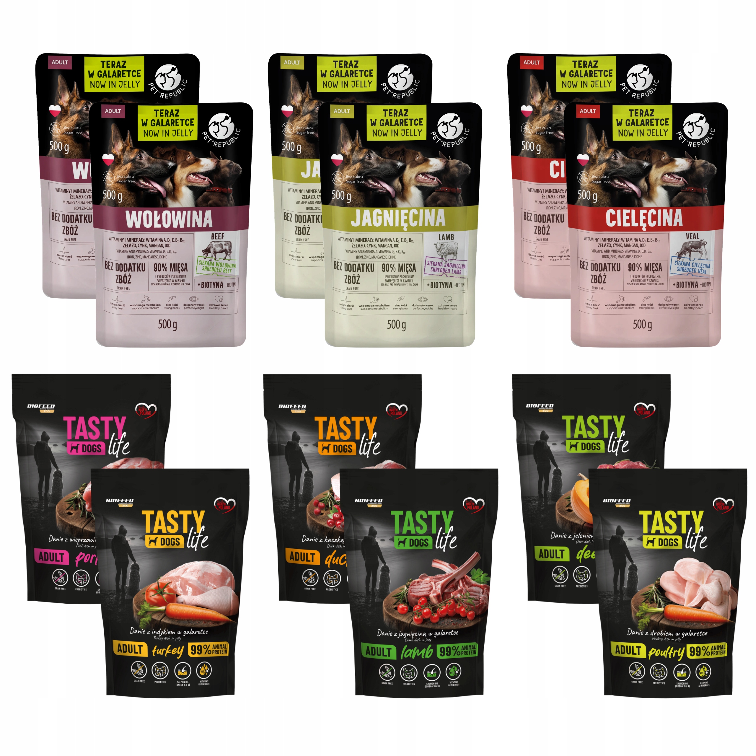 Krmivo pro psy Pet Republic Tasty Life Adult mix chutí 12 x 500 g
