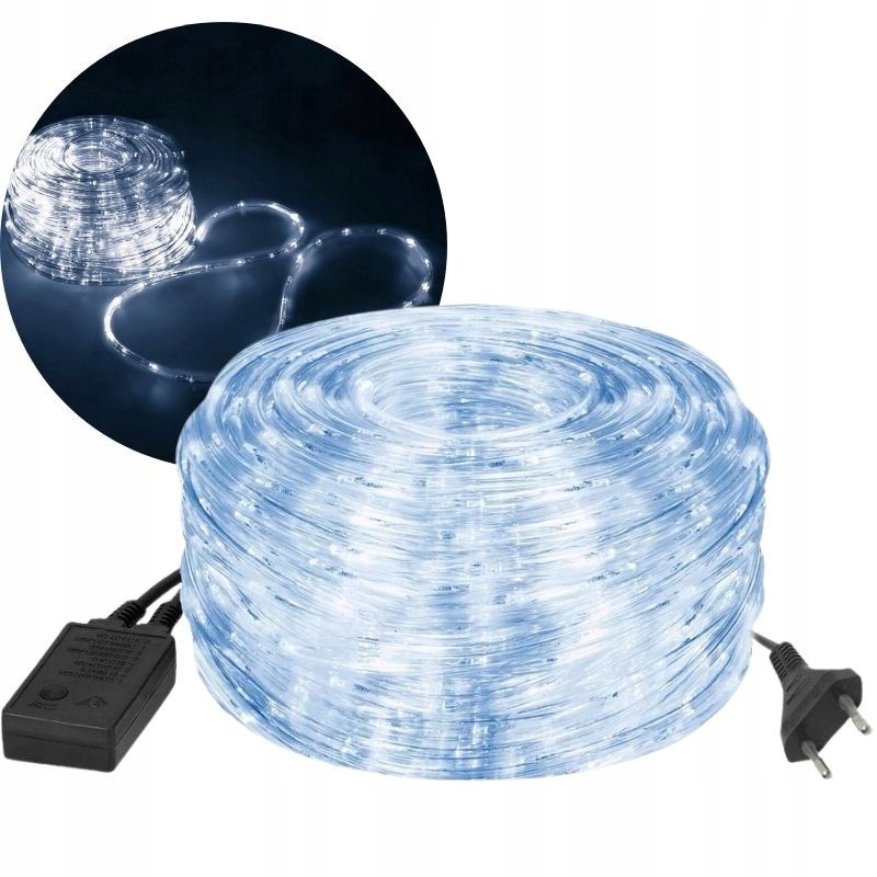 Светодиодный уличный шнур холодного белого цвета 20 м для управления елочными огнями