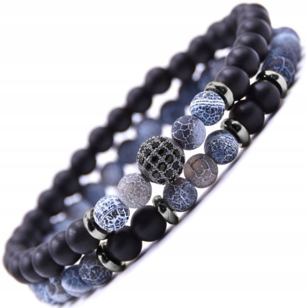 

Bransoletka Męska Onyks Hematyt zestaw 2w1 Jakość