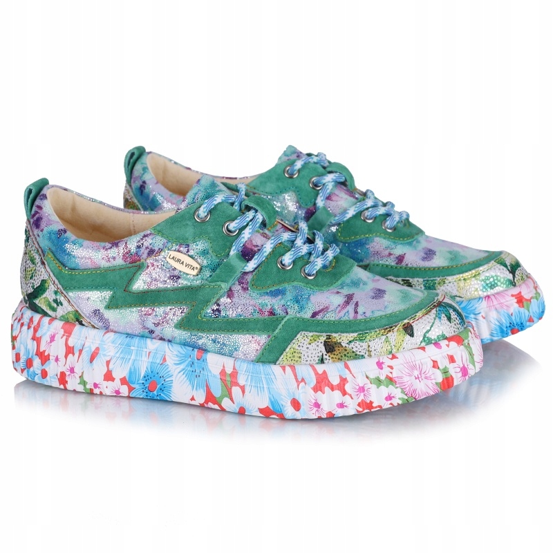 Dámské polobotky francouzské značky Laura Vita Soleno 06 Vert květy VEL.37