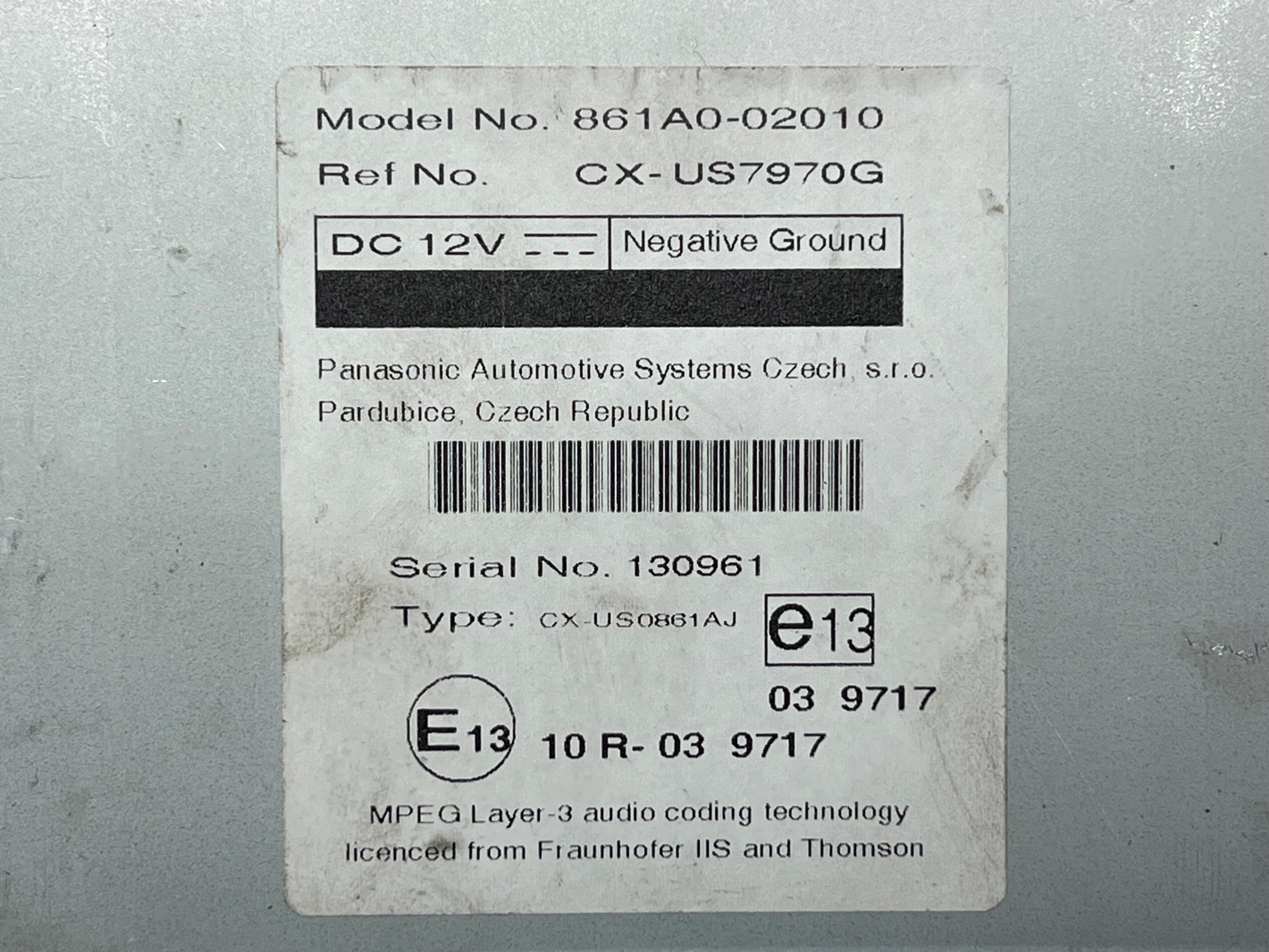 TOYOTA AURIS e modulo MMI KONTROLER MULTIMEDIALNY 861A0-02010 CX-US7970G