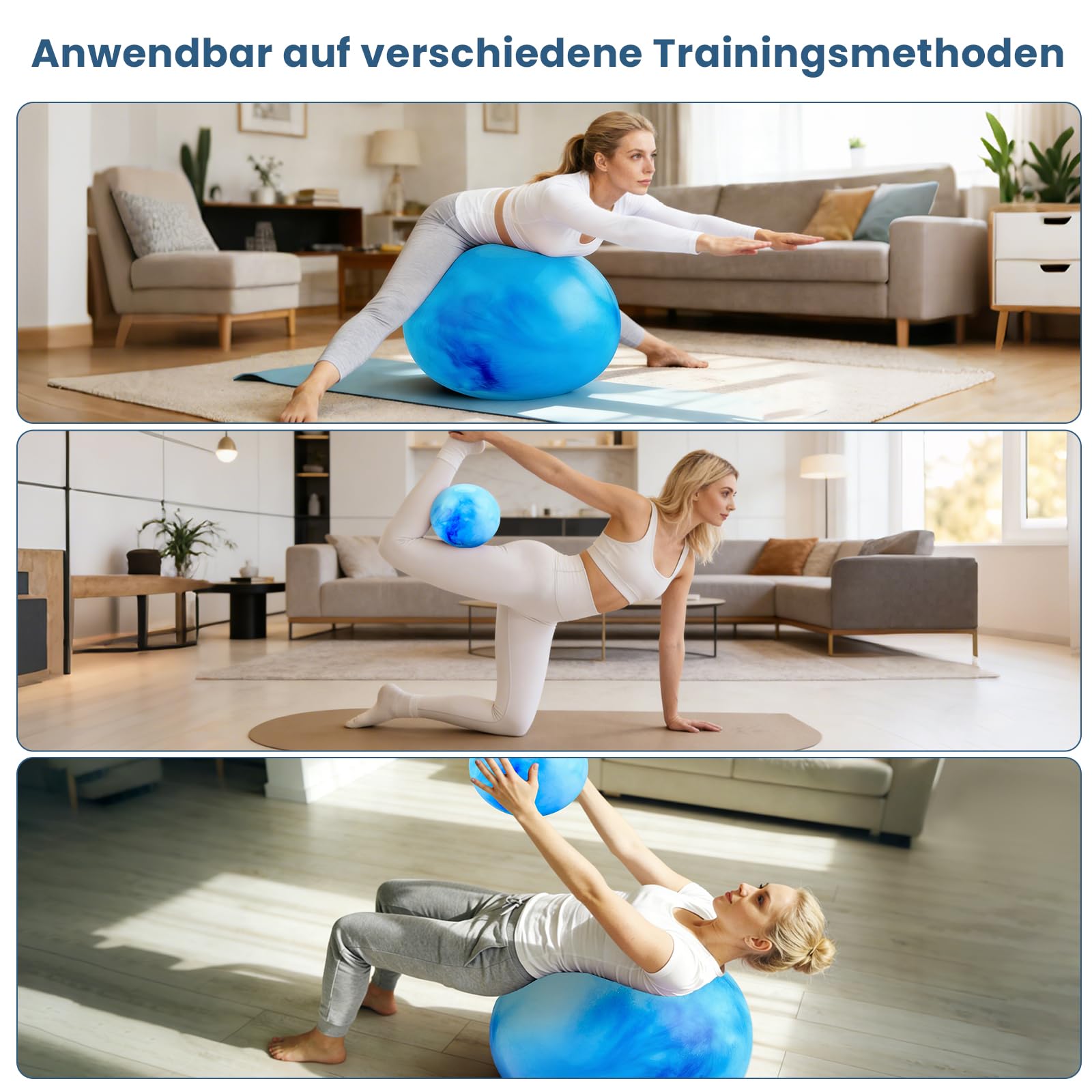 ZWEI BÄLLE Zestaw Piłek Gimnastycznych z Pompką do Jogi i Fitness — miniatura 6