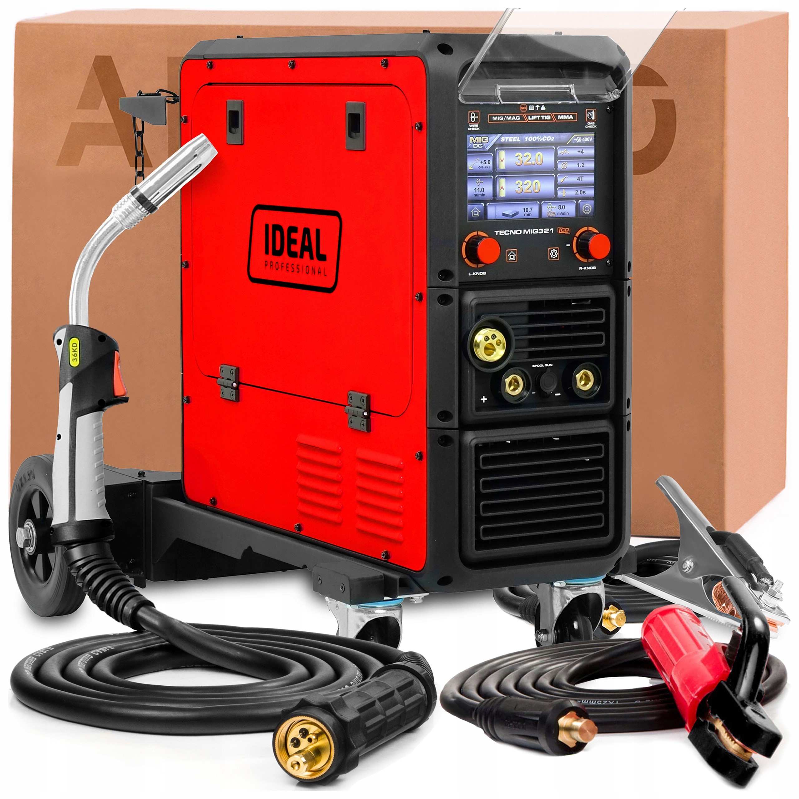 Półautomat Ideal Tecno Mig 321 Synergic LCD 400V 320A Tig Lift Mma Flux