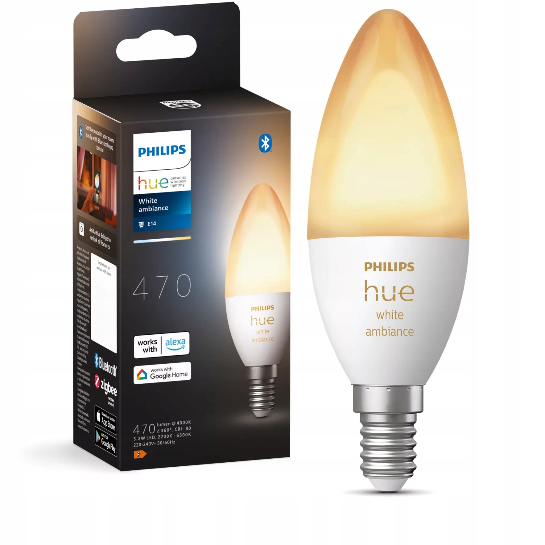 Led žárovka Philips Hue E14 5.2W 40W Cct Smart White and Ambiance