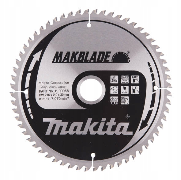 Makita Piła tarcza do cięcia drewna 216x30 mm 60 Zębów Makblade B-32839