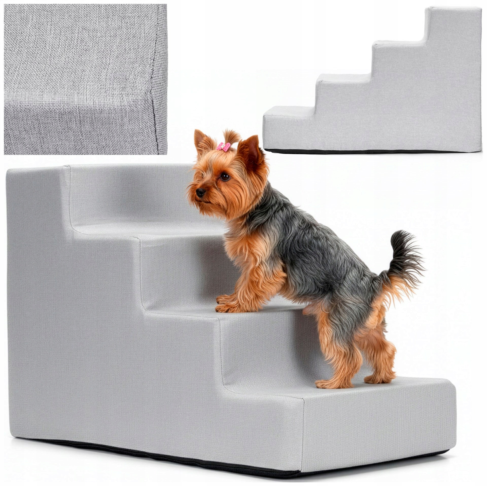 Schody Pro Psa Kočku Zvířata Schůdky Velké 40 cm Šedé 4 Stupně Plošina Rampa