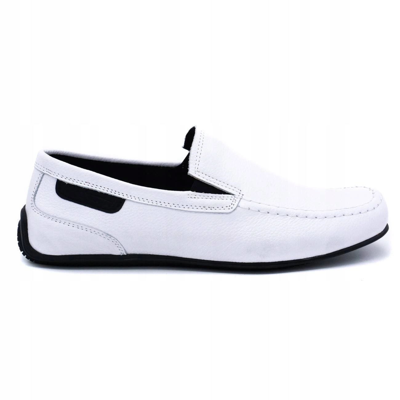 Pánské kožené mokasíny 2105 bílé, vyrobené v Polsku, slip on 43