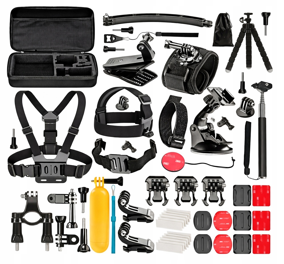 Sada 50v1 upevňovacích prvků pro GoPro, Dji, Insta360, Outdoorové příslušenství kufr