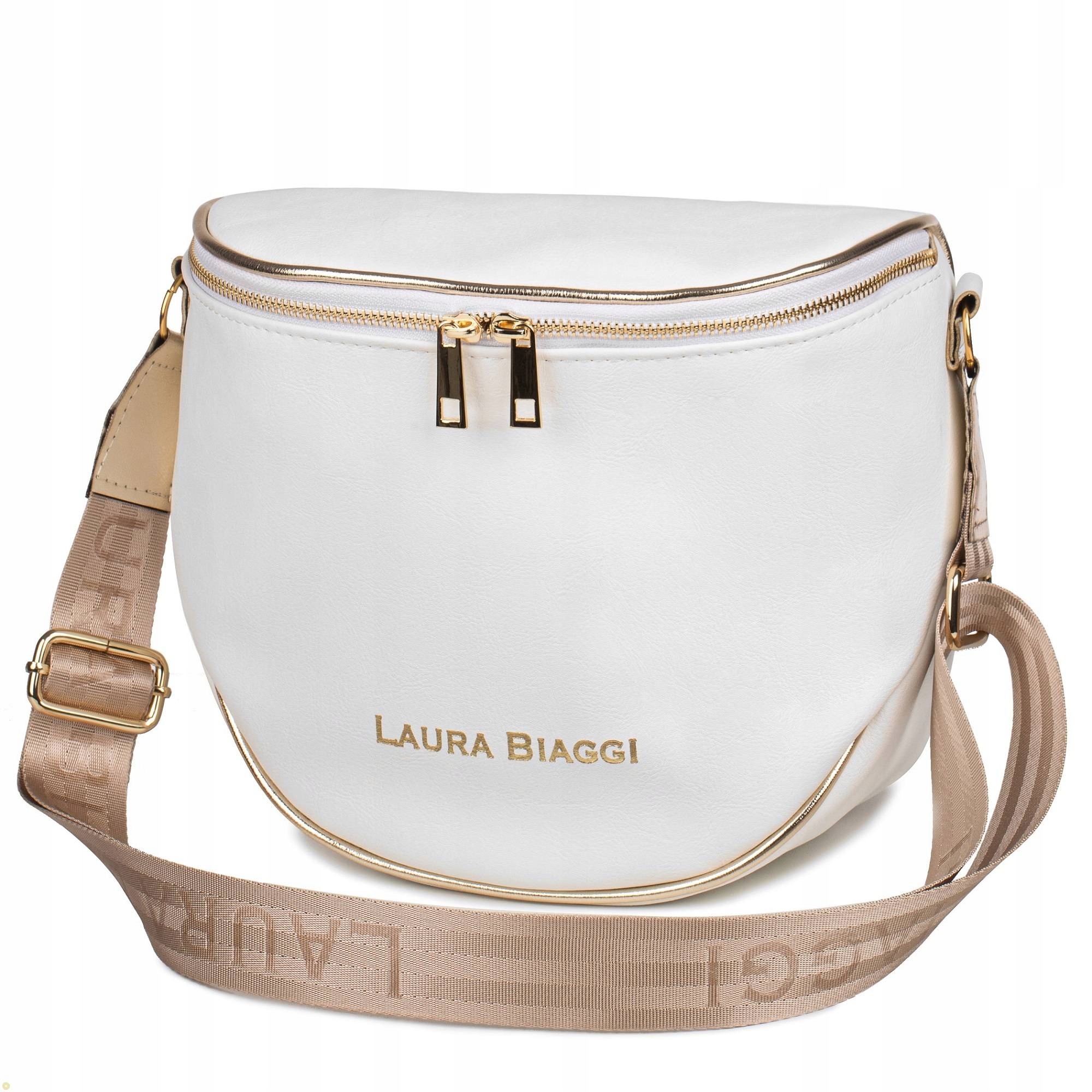 Módní dámská kabelka Laura Biaggi bílá taška přes rameno s logem, typ kabelka přes rameno (shopper)