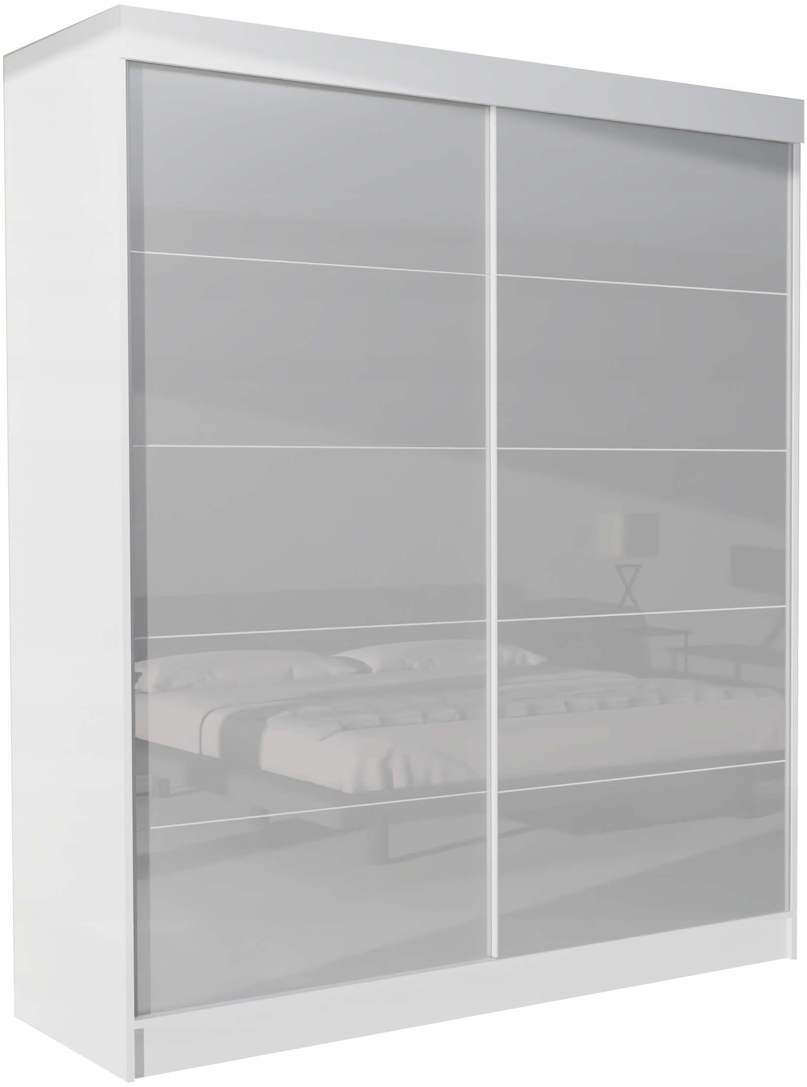 

Szafa Seoul 2D 170CM Biała Przesuwna Lacobel Szary