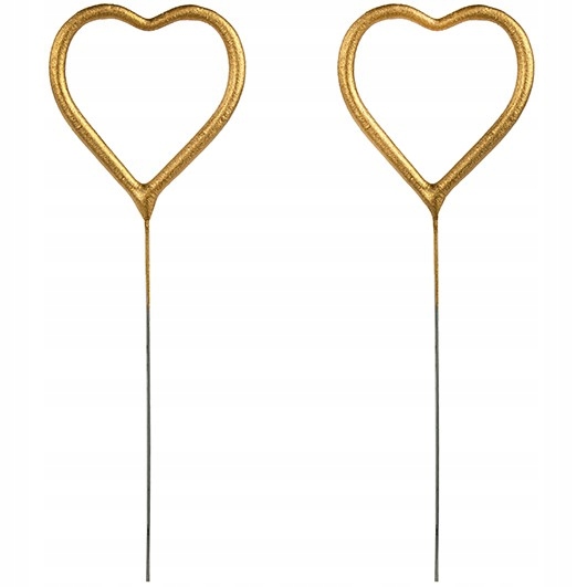 ZIMNE OGNIE SERCA ZŁOTE na WALENTYNKI WESELE ŚLUB ROCZNICA 16.5cm 2 sztuki