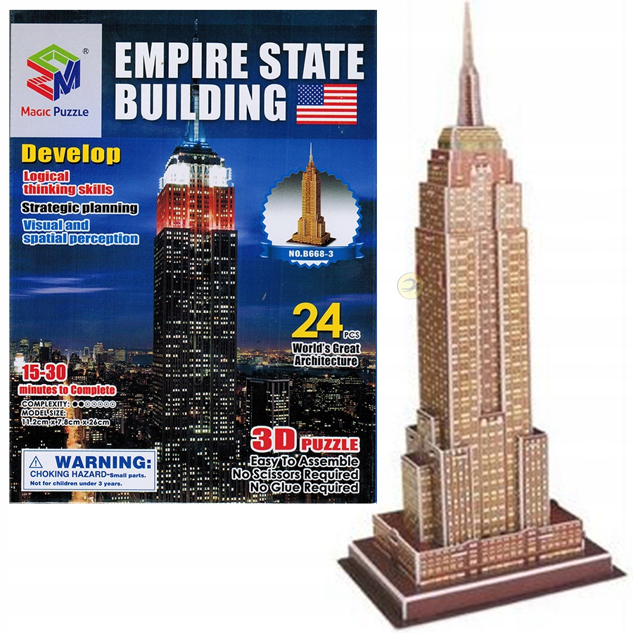 

Puzzle Do Składania Układanka 3D Empire State Buil