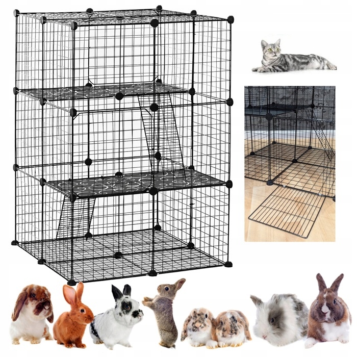 Levně Výběh Kotec Patrová Kovová skládací klec pro kočky a králíky