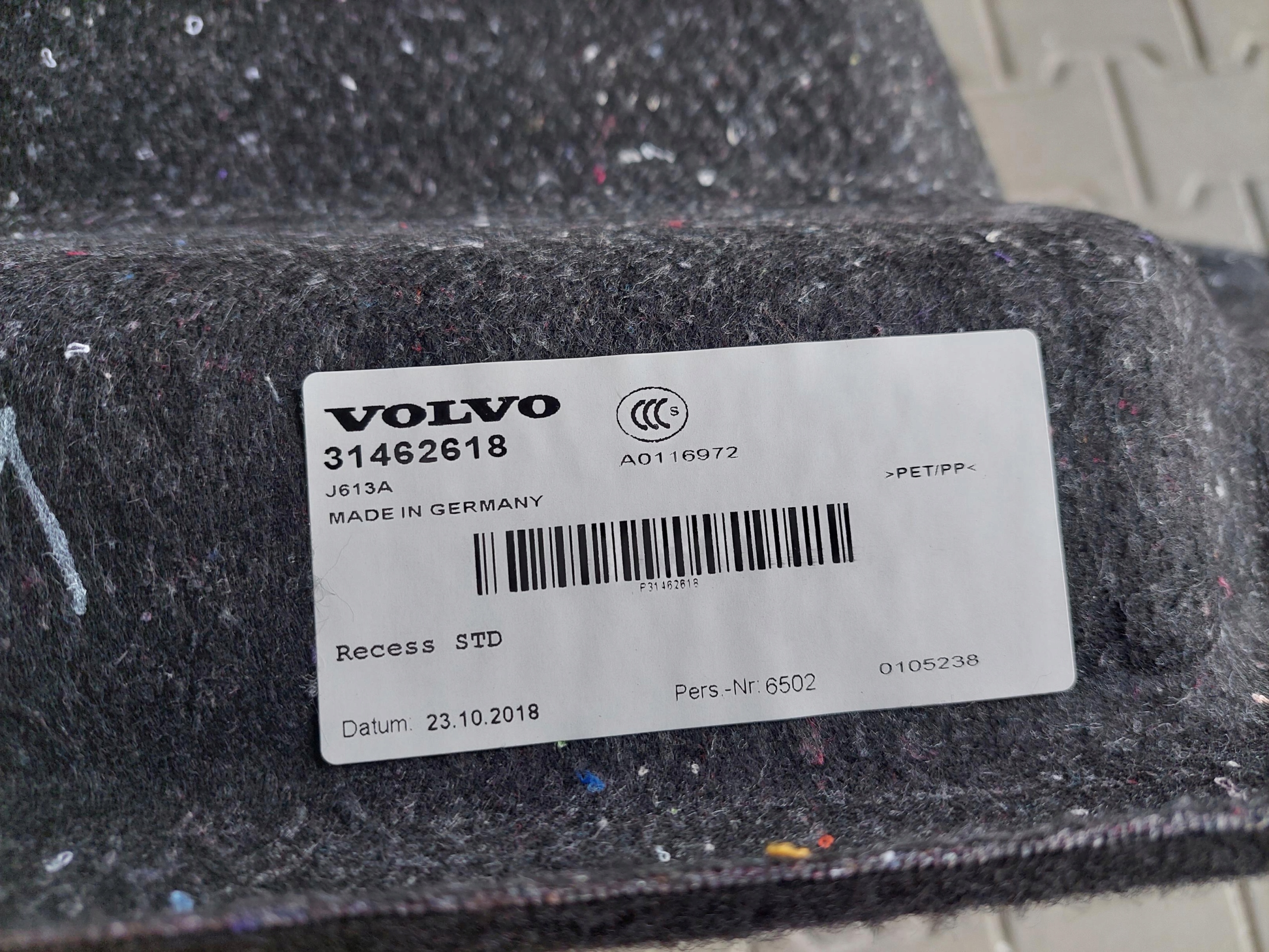 mats plato boot 31462612 31462618 VOLVO V60 II