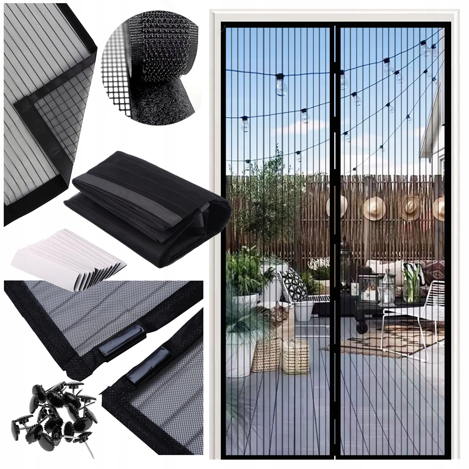 MOSKITIERA NA DRZWI BALKONOWE DRZWIOWA MAGNETYCZNA Z MAGNESEM MOCNA 210x100