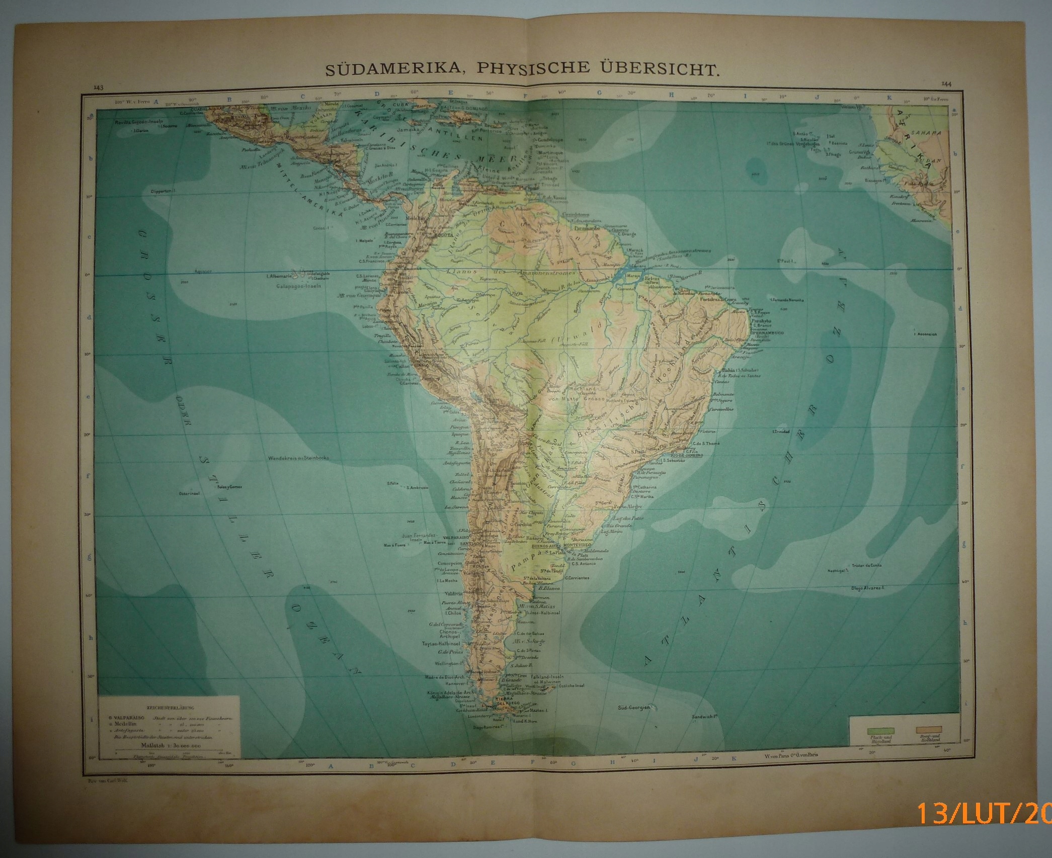 AMERYKA POŁUDNIOWA 1900 Spamers Hand-Atlas