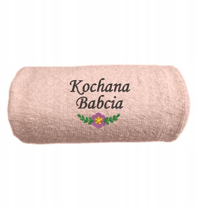 

Recznik duzy z haftem Rozowy 70x140 Kochana Babcia