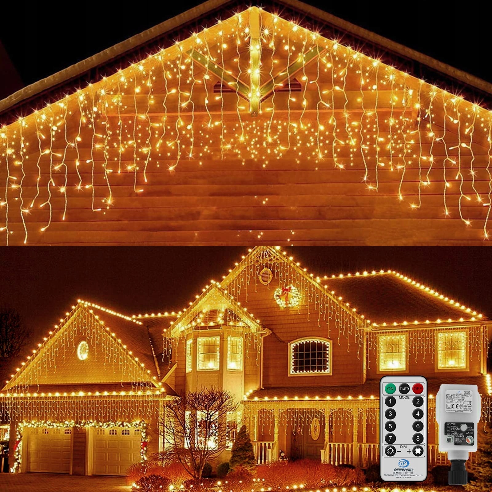CERIAL KURTYNA ŚWIETLNA ZEWNĘTRZNA ŚWIETLNA LAMPKI CIEPŁE BIAŁE 20M 540LED — miniatura 7
