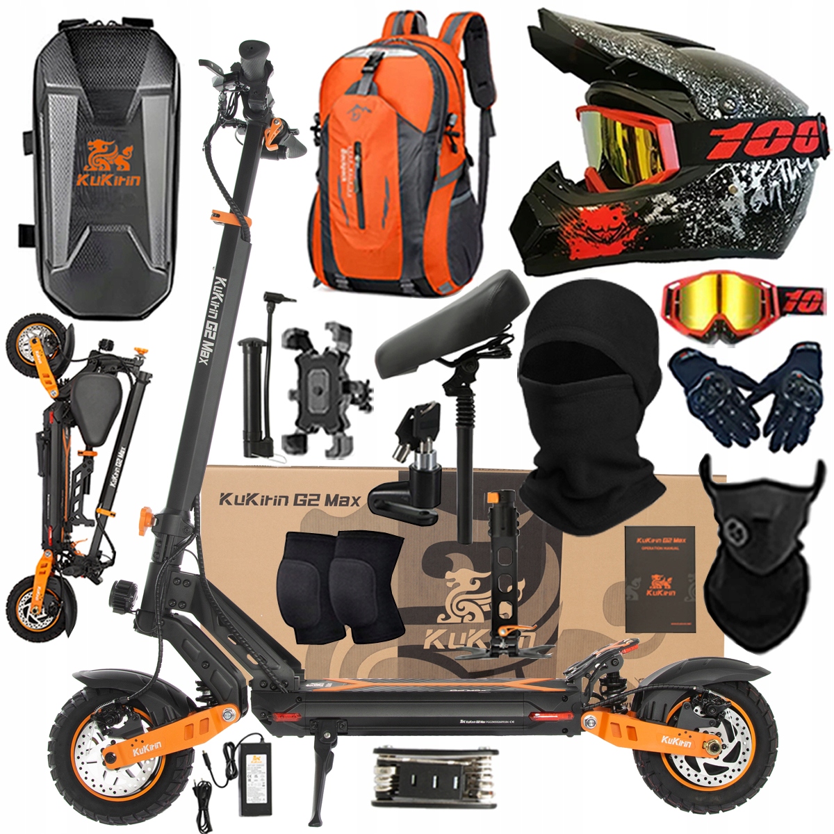 Skládací Pojazd Elektryczny Kukirin G2 Max 1200W 48V 20Ah 55KM/H Pl Dárek