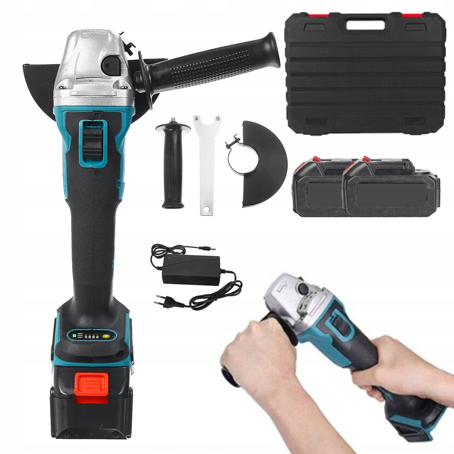 Szlichtujka Kątowa Bezszczotkowa 800W 3 Prędkości Akumulator 2xBATERIA