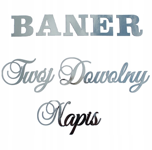 

Baner girlanda Twój Napis dowolny tekst Srebrny