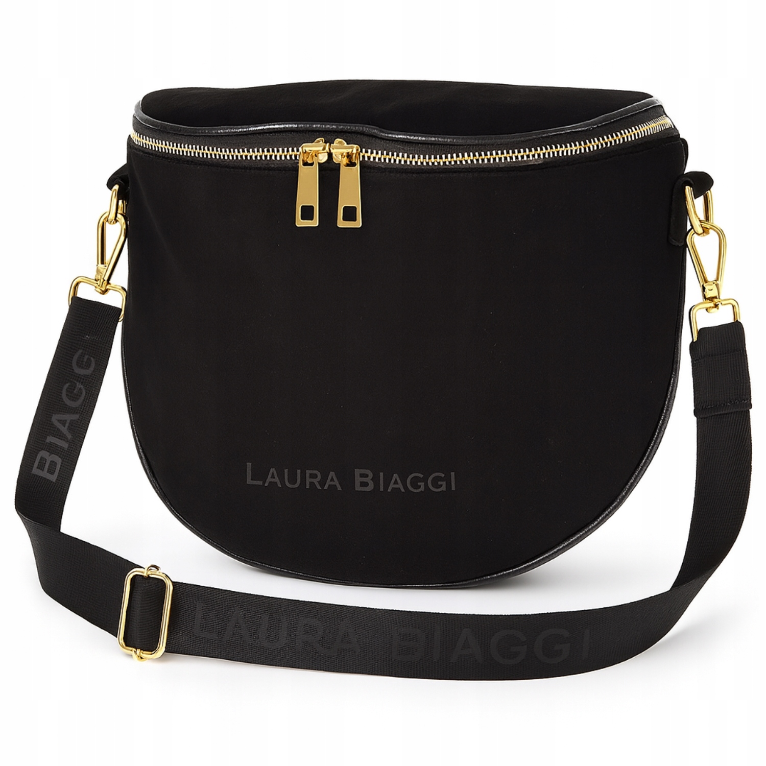 Laura Biaggi Dámská kabelka přes rameno Černá Eko kůže Semiš