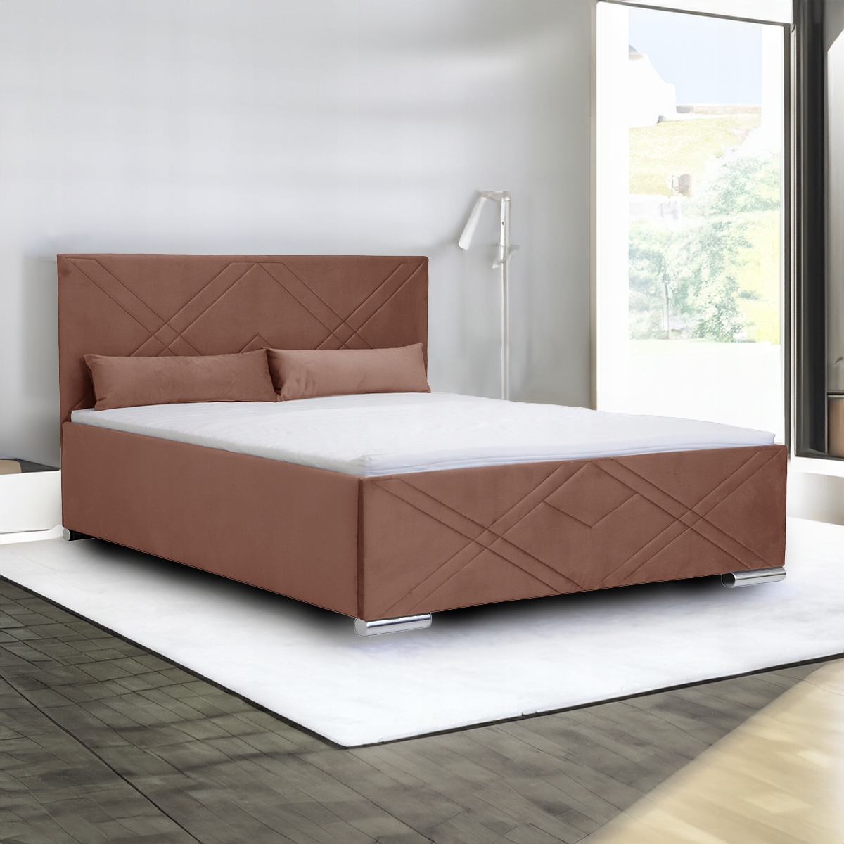 Čalouněná postel s úložným prostorem a matrací Cris Orange 160x200 cm