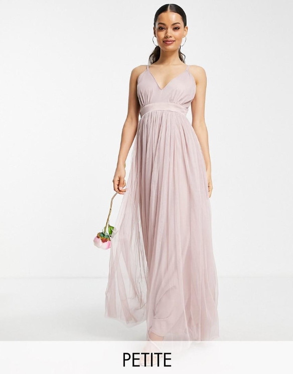 C10B23 Růžové Tylové Šaty Na Ramínka Petite Anaya XL