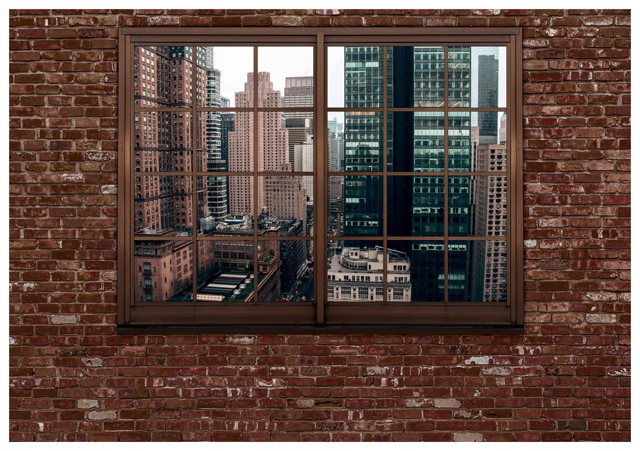 Fototapeta Mesto v okne mrakodrapy tehla perspektíva 416x254 lepidlo