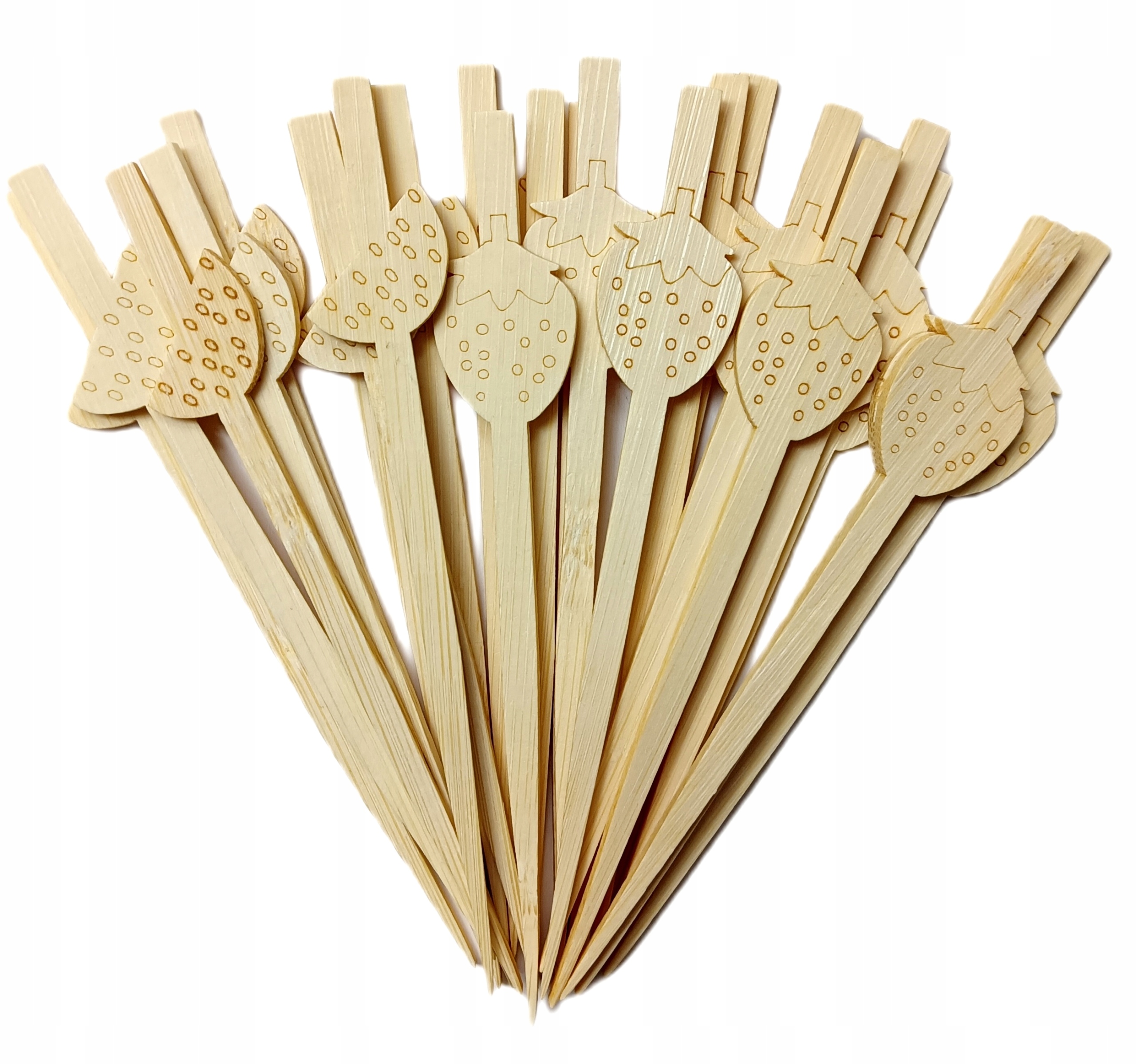 PATYCZKI WYKAŁACZKI BAMBUSOWE OZDOBNE 24 SZTUKI TRUSKAWKA ARBUZ 8456