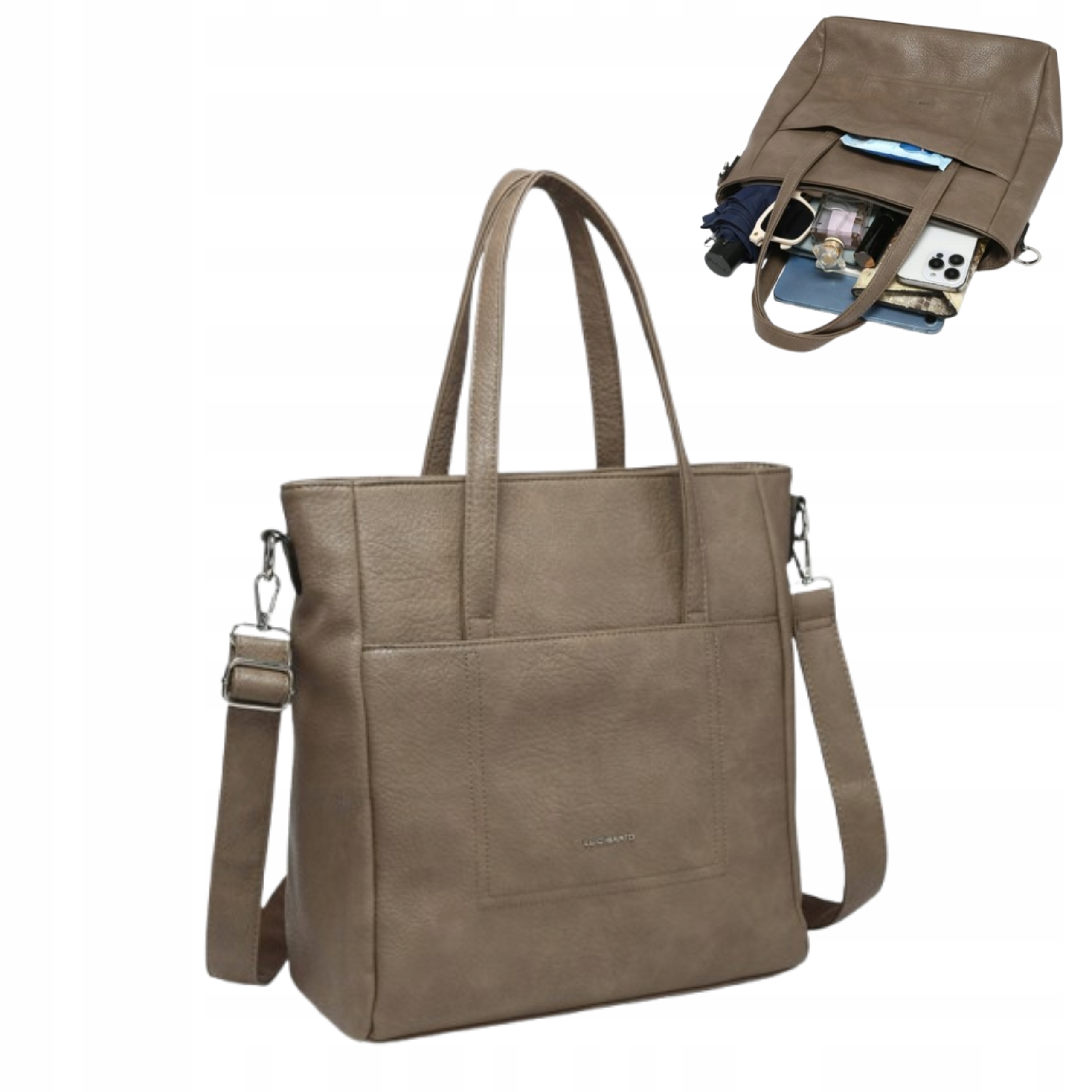 Dámská kabelka Shopper Tmavě béžová Městská Elegantní Eko Kůže