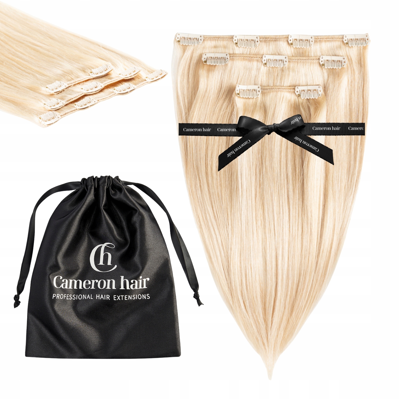 Włosy naturalne Clip In 30 cm 3 taśmy 50 gramów #60 Bardzo jasny blond