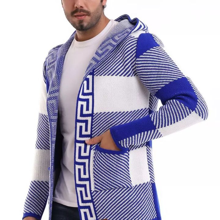 Pánský svetr Kardiganový přehoz s kapucí Vlna