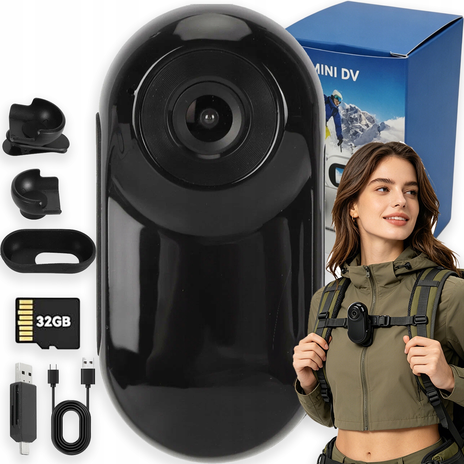 Mini Sportovní Kamera 5 Mp Full Hd 1080p Voděodolná, Magnetický Úhel