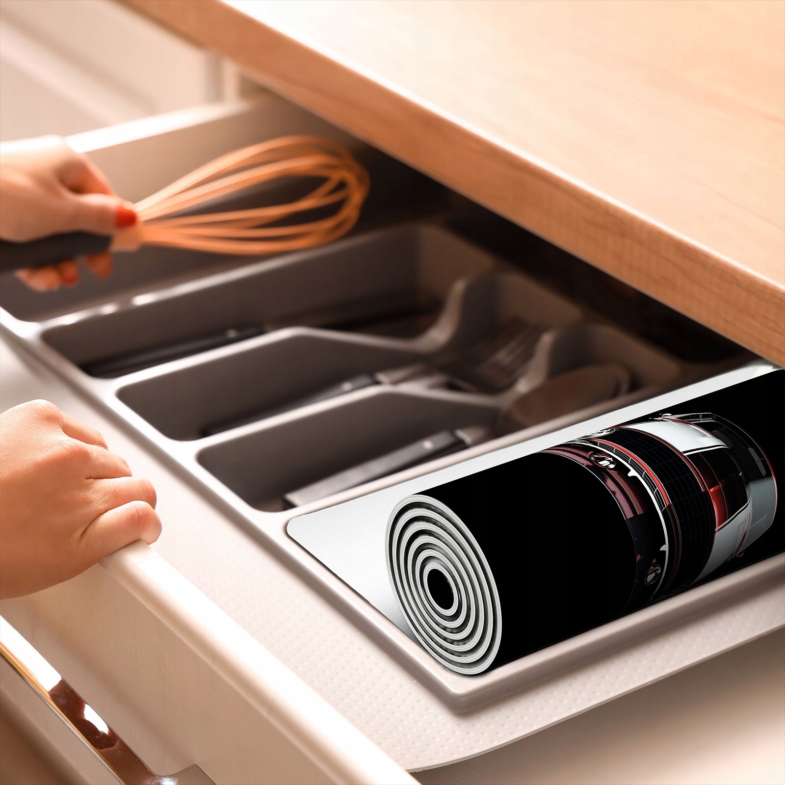 MATA WINYLOWA DO KUCHNI WIĘCEJ MIEJSCA 70x52 czarna - samochód Materiał wykonania inny