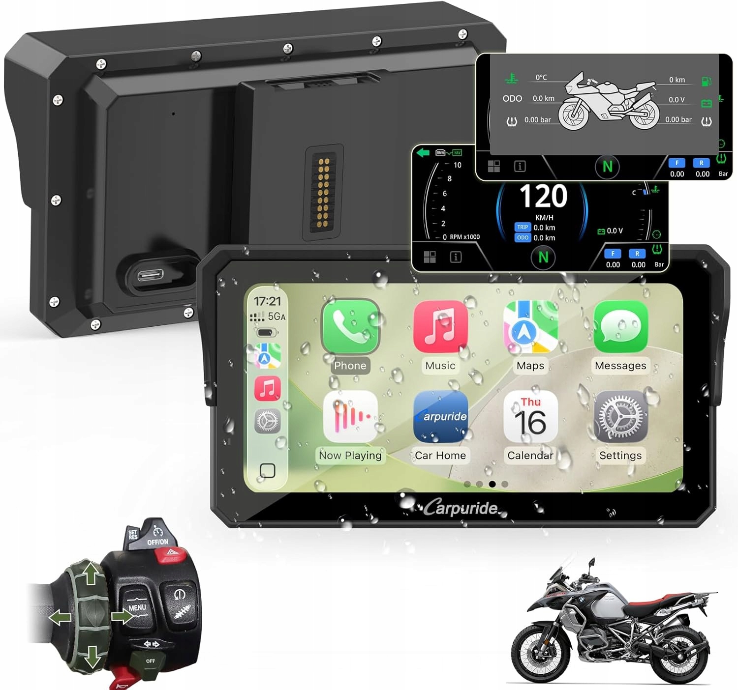 Carpuride W602BS Pro Motocyklová obrazovka Bmw Wonder Wheel CarPlay 6,25"