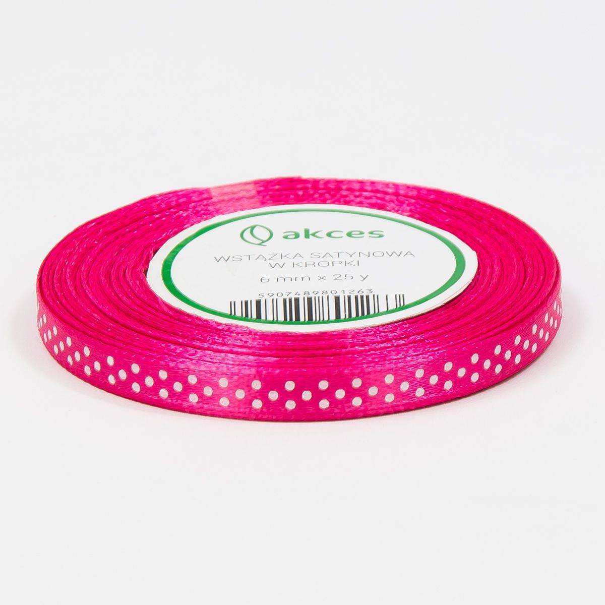 

Tasiemka satynowa w kropki wstążka c.róż 6mm 22