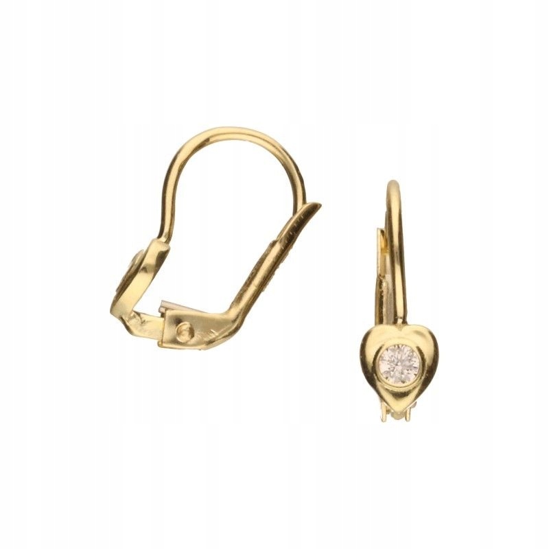 Zlaté Náušnice 585 se srdíčka ve tvaru srdce na anglickém háčku