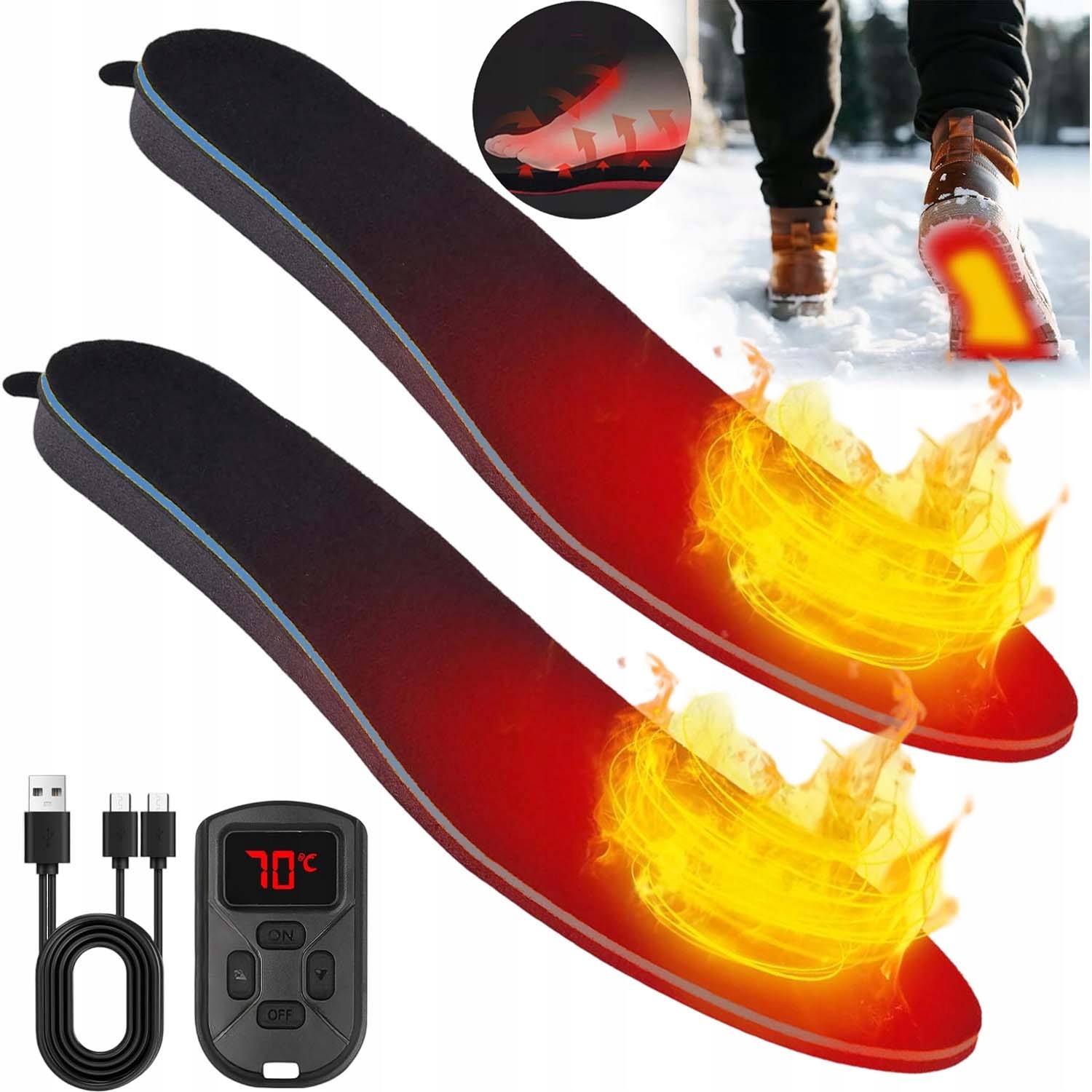Vyhřívané Vložky Do Bot Termoaktivní Návleky Na Nohy Usb Na Zimu 42-47
