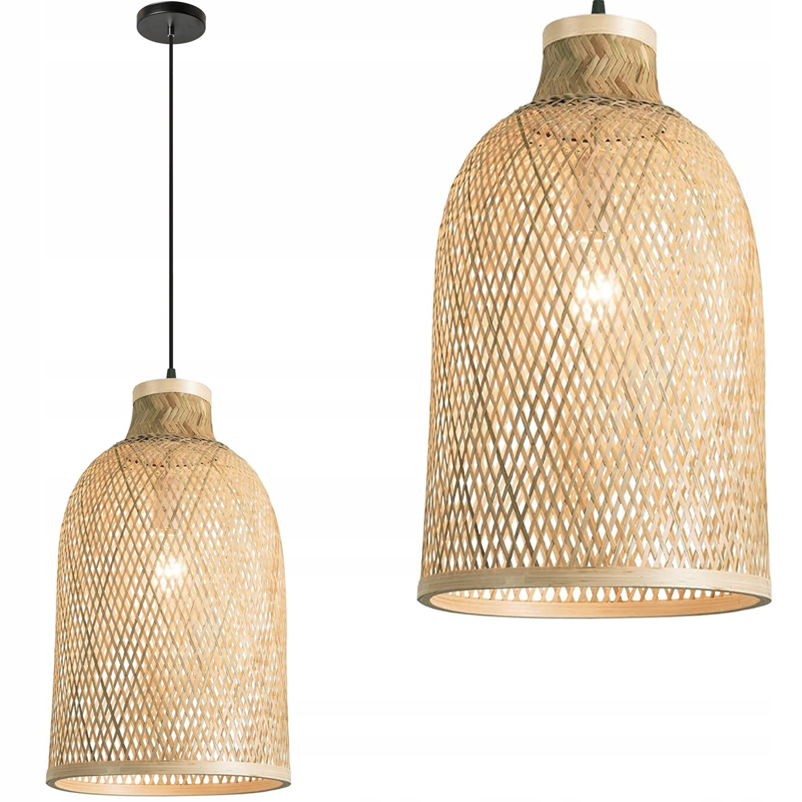 Lampa Wisząca Sufitowa Bambus Wiklina Boho Naturalna 51cm Toolight